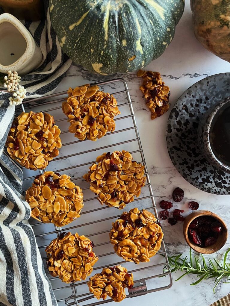 Almond Florentine Cookies With Allulose Caramel